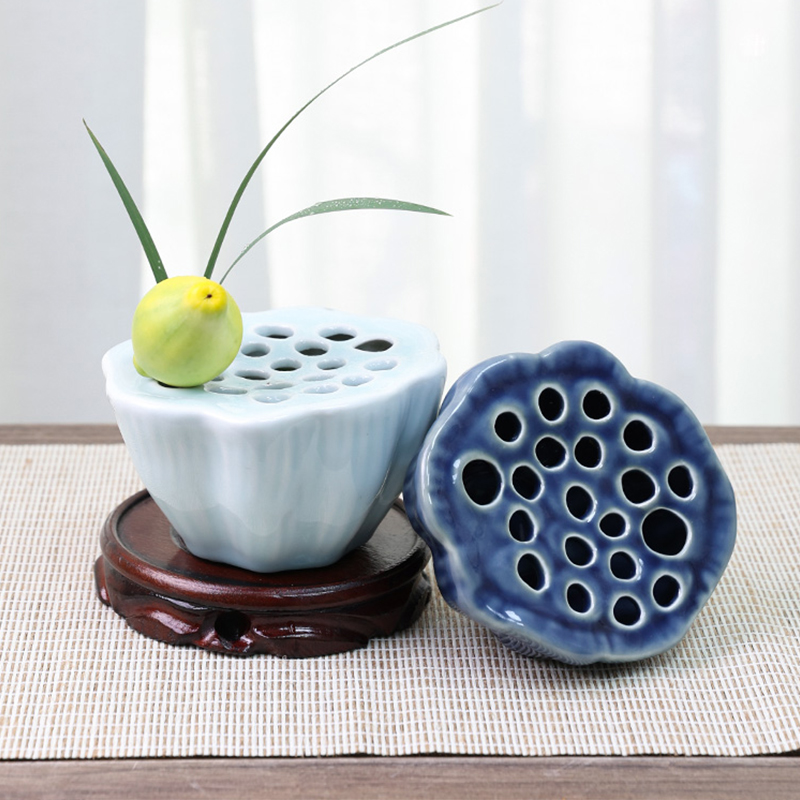 Ikebana Vase Kenzan - Japon Tarzı Ikebana Tutucu Seramik Lotus