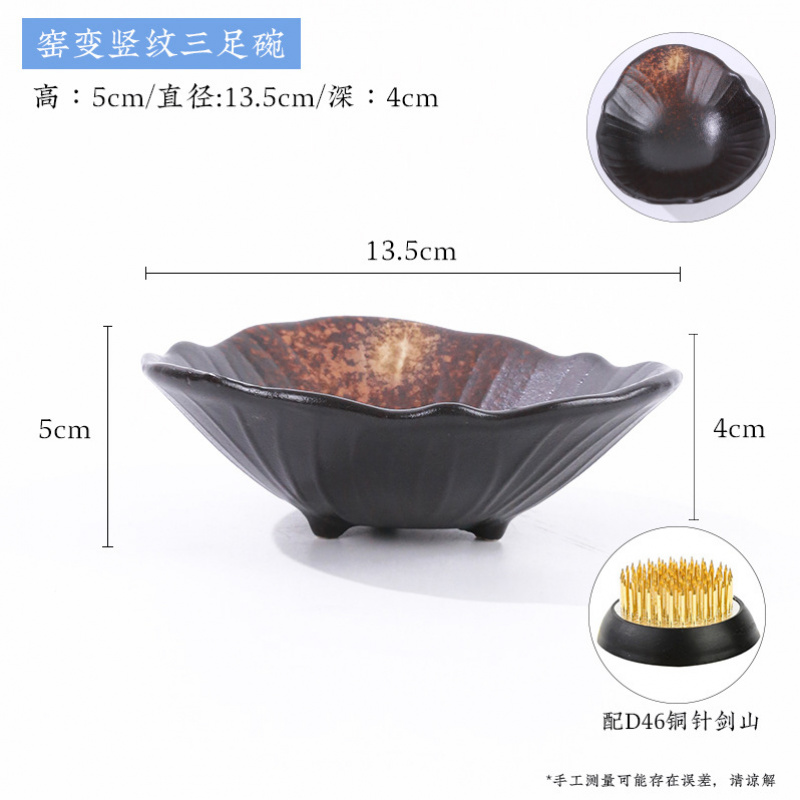 Retro Zen Seramik Üç Ayaklı Çi - Ikebana Vase Kenzan incelemesi ve fiyatı